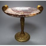 A Continental Art Deco ormulu and marble tazza, on gilt-bronze pedestal base, 21cm high