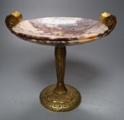 A Continental Art Deco ormulu and marble tazza, on gilt-bronze pedestal base, 21cm high