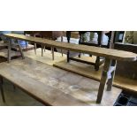 A French elm farmhouse bench, length 218cm