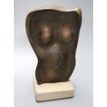 John Skelton (1923-1999) a bronze twisted torso, signed and dated 5/7 1968 on stone plinth, 24cm