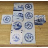 A group of ten 18th / 19th century Dutch Delft tiles, each 12.5cm square