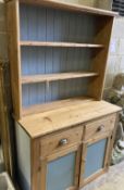 A Victorian part painted pine dresser, width 110cm, depth 49cm, height 183cm