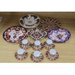 Royal Crown Derby 1128 pattern part coffee set, five further 1128 pattern items and assorted 19th