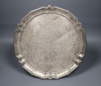 A George VI silver salver, with engraved inscription, Mappin & Webb, Sheffield, 1937, 30.6cm, 27.5