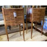 A pair of French marble top bedside cabinets, width 37cm, depth 31cm, height 75cm
