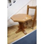 A Mouseman oak octagonal occasional table, width 50cm, height 48cm