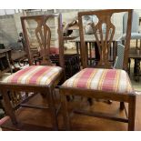 A set of six George III country Chippendale mahogany dining chairs, with pierced splats and drop