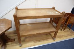 A Mouseman oak two tier trolley, width 84cm, depth 38cm, height 73cm