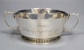 A George V silver two handled christening porringer, Wilson & Gill, Birmingham, 1932, with