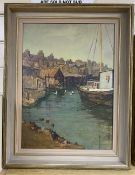 Mary Remington (1910-2003), oil on board, Back of the harbour, Newhaven, signed, 46 x 34cm