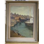 Mary Remington (1910-2003), oil on board, Back of the harbour, Newhaven, signed, 46 x 34cm