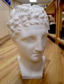 A white plaster portrait bust of a Roman gentleman, height 43cm