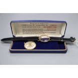 A 9ct gold-cased gentleman's manual wind wristwatch by Mappin & Webb, having silvered dial, baton