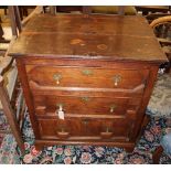 An 18th century oak three drawer chest, width 76cm, depth 53.5cm, height 85cm
