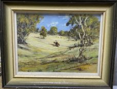 Alex Edwards (Australian), oil on panel, The Boundary Rider, signed, 22 x 30cm