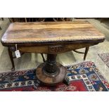 An early Victorian rosewood folding card table, width 90cm depth 45cm height 72cm