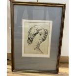 Attributed to Augustus John (1878-1961), charcoal on paper, Sketch of a lady, label verso