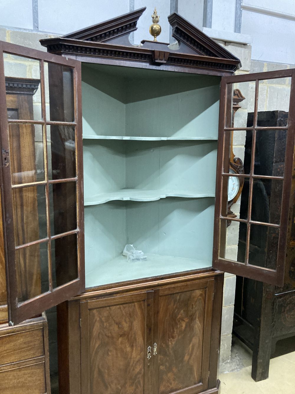 A George III mahogany standing corner cabinet, width 104cm, depth 48cm, height 224cm - Image 4 of 9