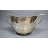A George V silver two handled sugar bowl, James Deakin & Sons, Sheffield, 1919, 9.5cm, 7.5oz.