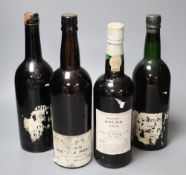 Four assorted Ports Taylor's 1945, Taylors 1966, 1960's Warres and Porto Souza 1966