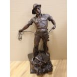 After Waagen Sept. A bronzed spelter model of a fishermen 'Secours', signed, 72cm