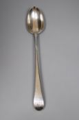 A George III Old English pattern silver basting spoon, Peter & Ann Bateman, London 1795 (engraved