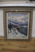 Émile BREYSSE (1880-1965), oil on board, French provincial winter scene, signed, 61 x 50cm