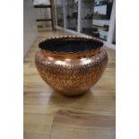 A large Benham & Froud copper jardiniere, stamped Orb and cross mark, diameter 39.5cm