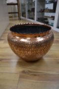 A large Benham & Froud copper jardiniere, stamped Orb and cross mark, diameter 39.5cm