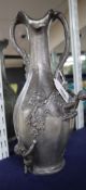 A French Art Nouveau pewter vase, signed A Huppe, height 36cm