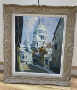 R.C. Serres, oil on board, View of the Sacre Coeur, signed, 54 x 45cm