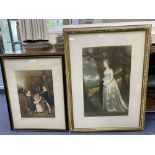 Richard Smyth, coloured mezzotint, Portrait of three children 46 x 34cm and a mezzotint of a lady by