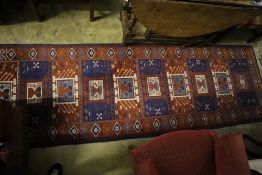 A Caucasian design geometric runner, 290 x 88cm