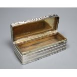 A William IV silver rectangular snuff box, Edward Smith, Birmingham, 1831, 78mm, 101.1 grams.