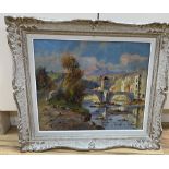 V. Rousseau, oil on canvas, Pont de Jospel, signed, 44 x 53cm