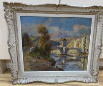 V. Rousseau, oil on canvas, Pont de Jospel, signed, 44 x 53cm