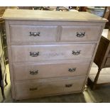 A Victorian stripped pine chest of drawers, width 110cm, depth 45cm, height 114cm