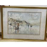 Harry Wanless (1873-1934), watercolour, Fishing boats in harbour, signed, 23 x 33cm