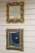 An Italian carved gilt-framed mirror and another gilt-framed mirror, largest 40 x 37.5cm