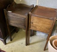 Two George III style mahogany tray top bedside cabinets (1 later), larger 40cm wide, height 76cm