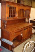 An Arts & Crafts oak raised back sideboard, W.176cm, D.54cm, H.185cm