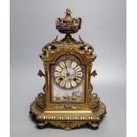 A French ormolu and sevres style porcelain mounted mantel clock, late 19th century, 31.5cm high