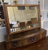 A Regency mahogany bow front toilet mirror, width 65cm, height 63cm