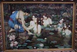 'G Escala after J.W.Waterhouse', oil on canvas, 'Hylas and the nymphs', signed, 60 x 90cm