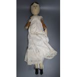 A Victorian painted peg doll, height 53cm