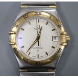 A gentleman's 1980's? stainless steel and yellow metal Omega Constellation quartz wrist watch, (