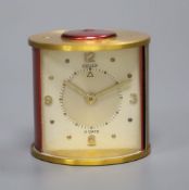 A Jaeger miniature clockwork timepiece, height 5cm, in original box