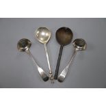 A pair of George IV silver fiddle pattern sauce ladles, Patrick Sutherland, Edinburgh, 1826 and