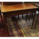 A George III later banded mahogany side table, width 85cm, depth 44cm, height 76cm