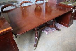 A George III style mahogany drop leaf dining table, 176cm extended width 119cm height 76cm